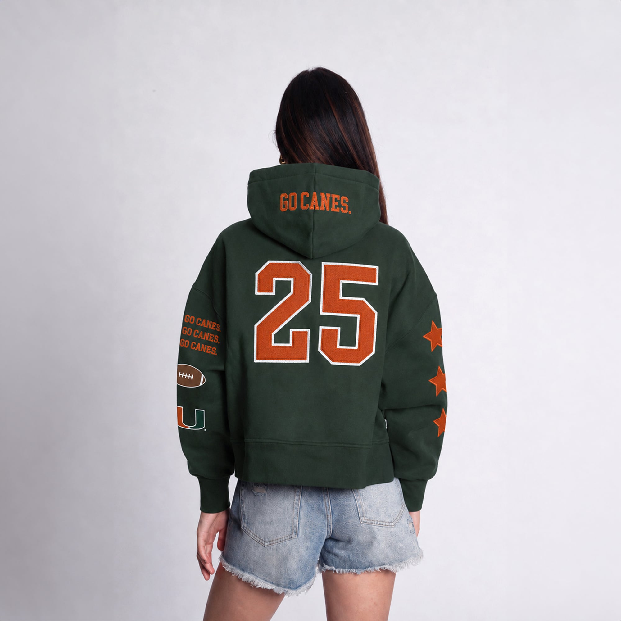 Sweat à capuche court vert Miami Hurricanes pour femme de la marque Hype and Vice.