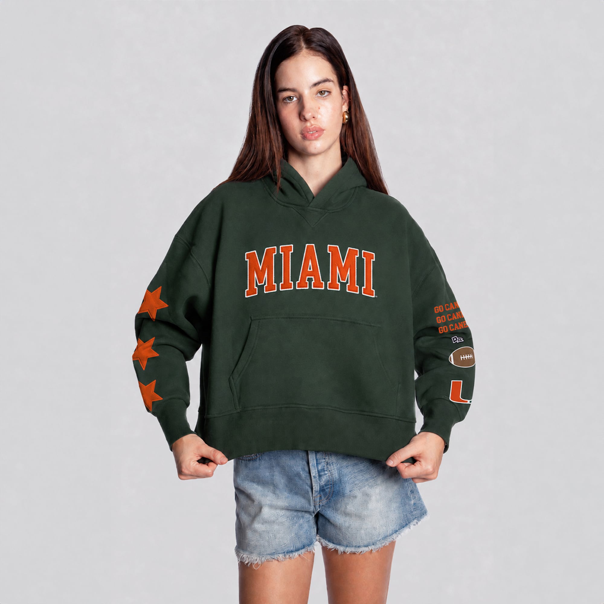 Sweat à capuche court vert Miami Hurricanes pour femme de la marque Hype and Vice.