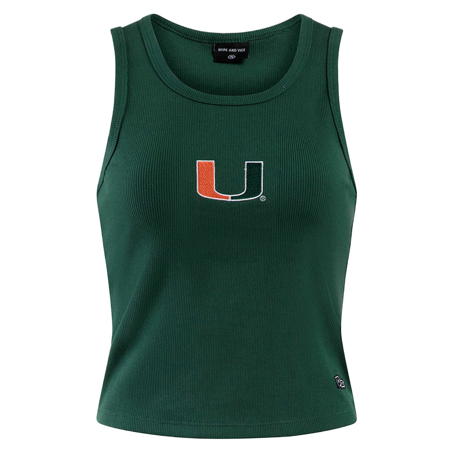 Débardeur côtelé vert Miami Hurricanes pour femme, de la marque Hype and Vice.