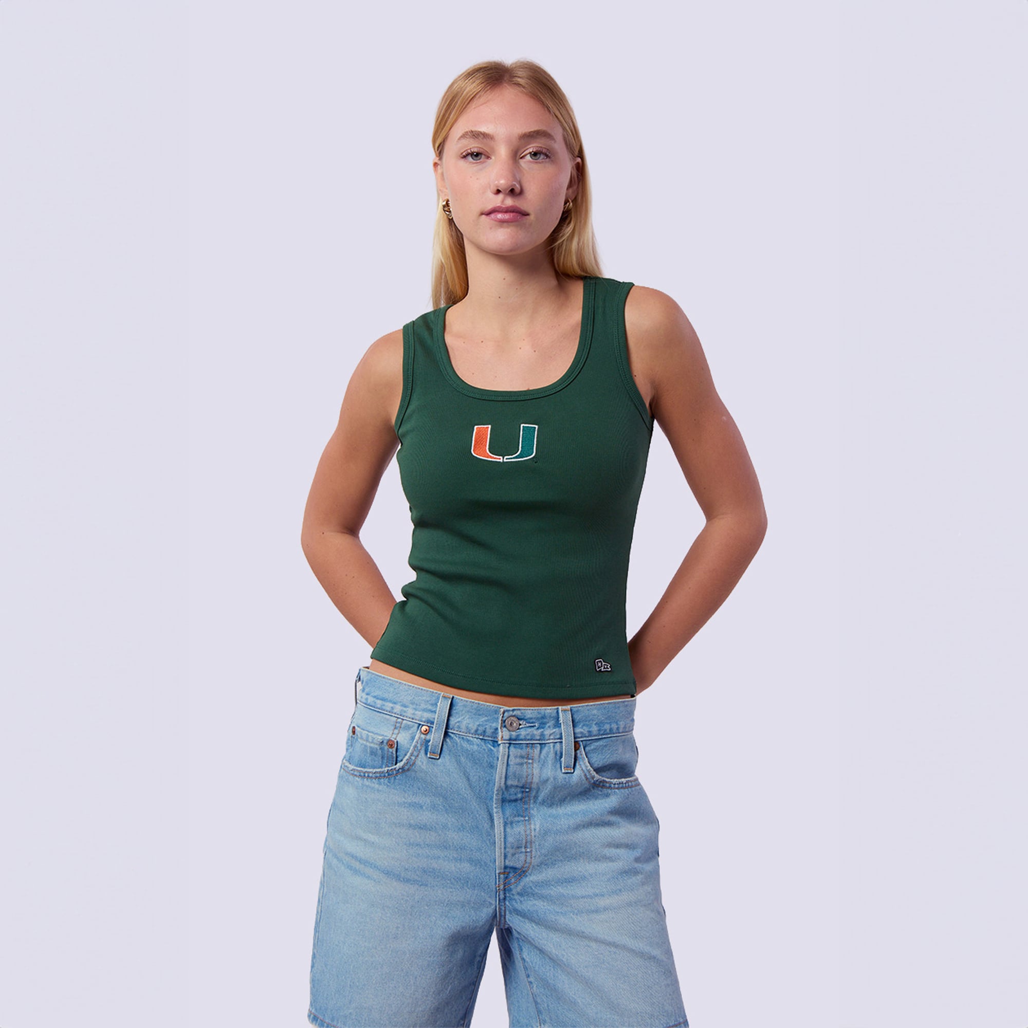 Débardeur côtelé vert Miami Hurricanes pour femme, de la marque Hype and Vice.