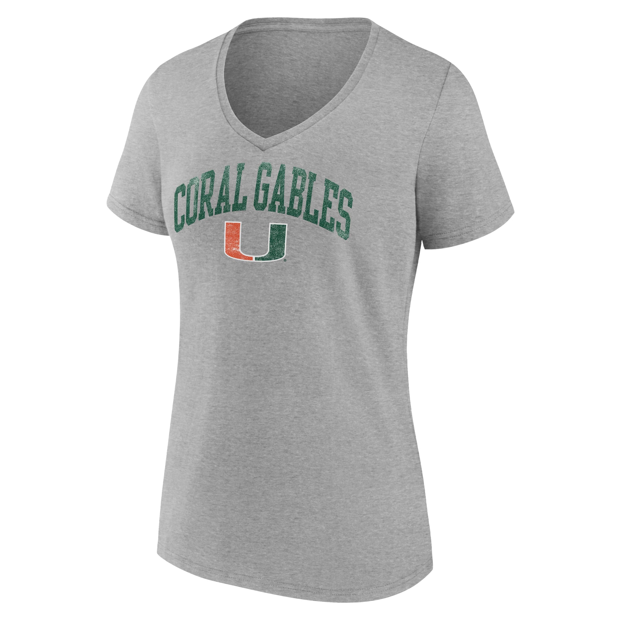 Women's Logo Athletic Heather Gray Miami Hurricanes Team V-Neck T-Shirt