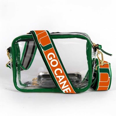 Miami Hurricanes Women's Hailey Clear Purse with Logo Strap