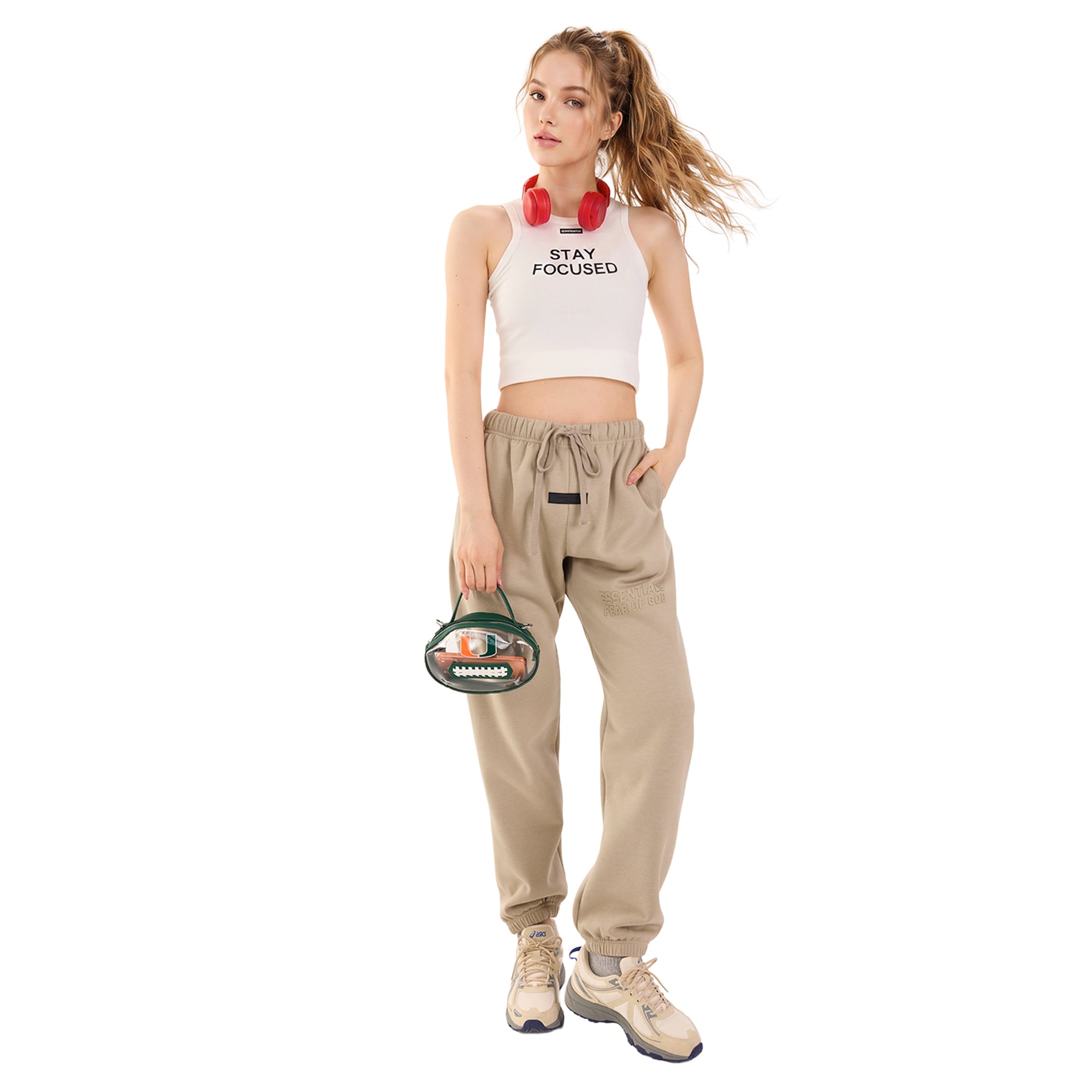 Sac bandoulière transparent Montana West pour femme, motif Miami Hurricanes.