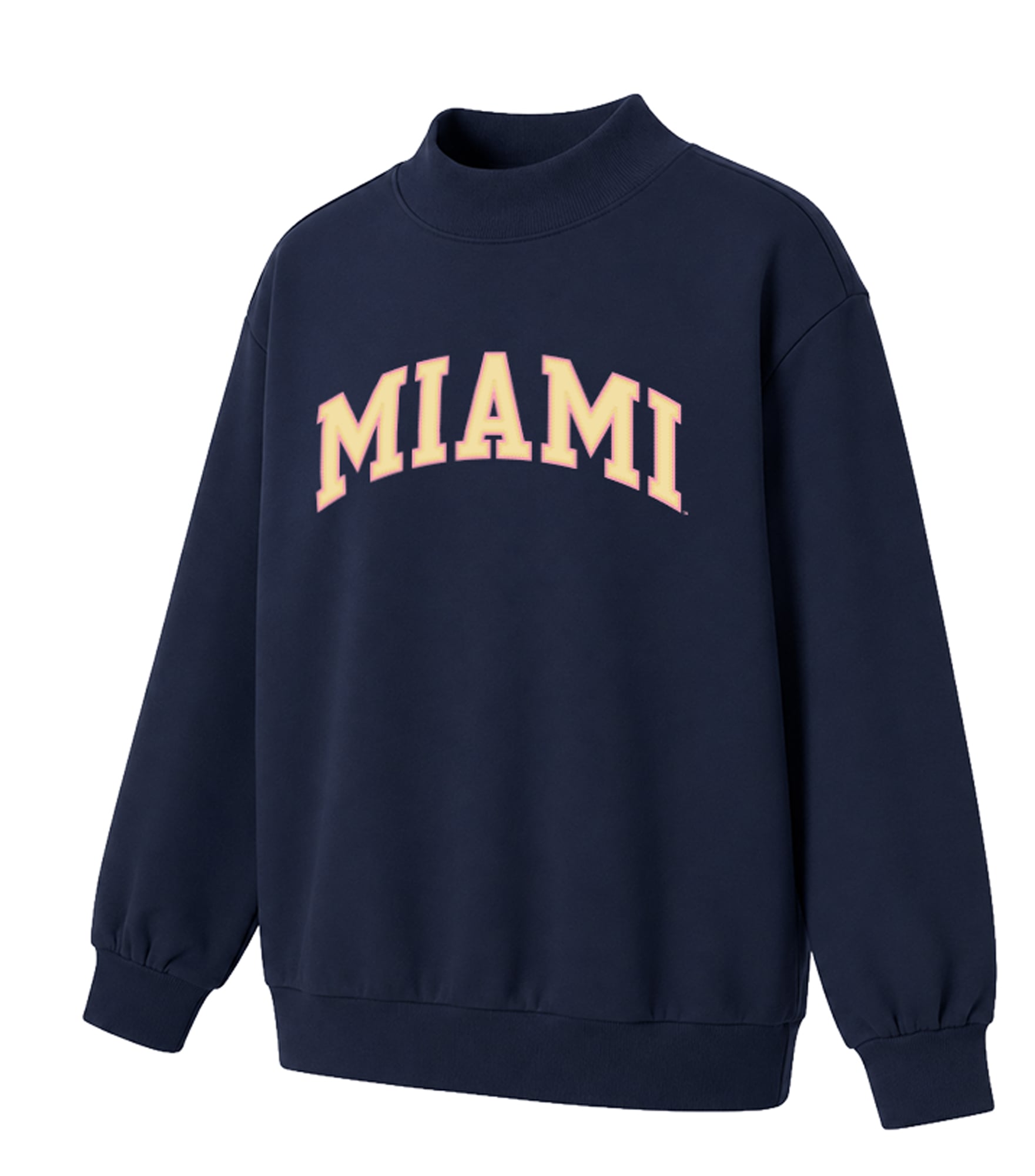 Women's  Navy Miami Hurricanes Monroe Mock Neck Sweatshirt