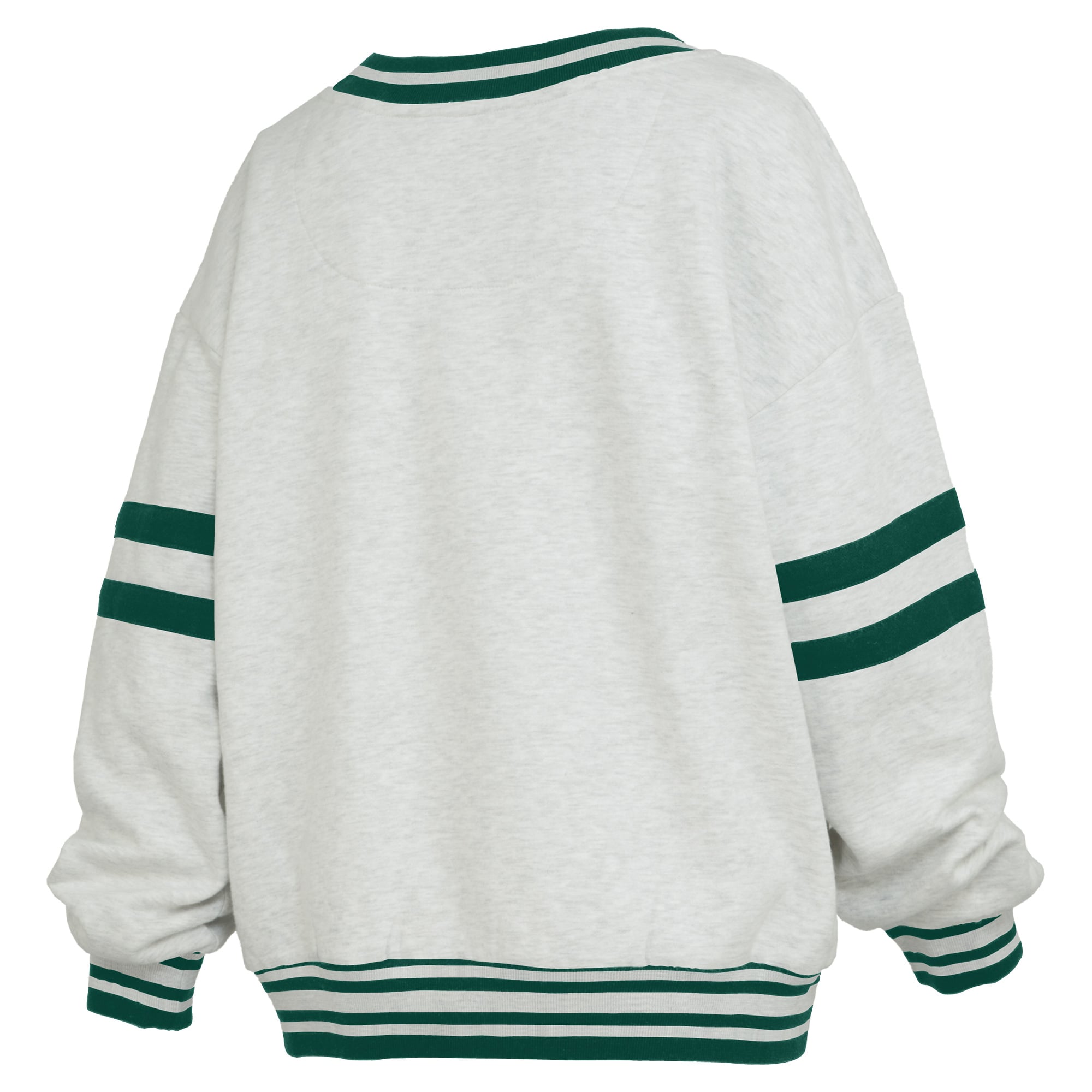 Women's Pressbox Gray/Green Miami Hurricanes Tackle Twill Oates V-Neck Sweatshirt