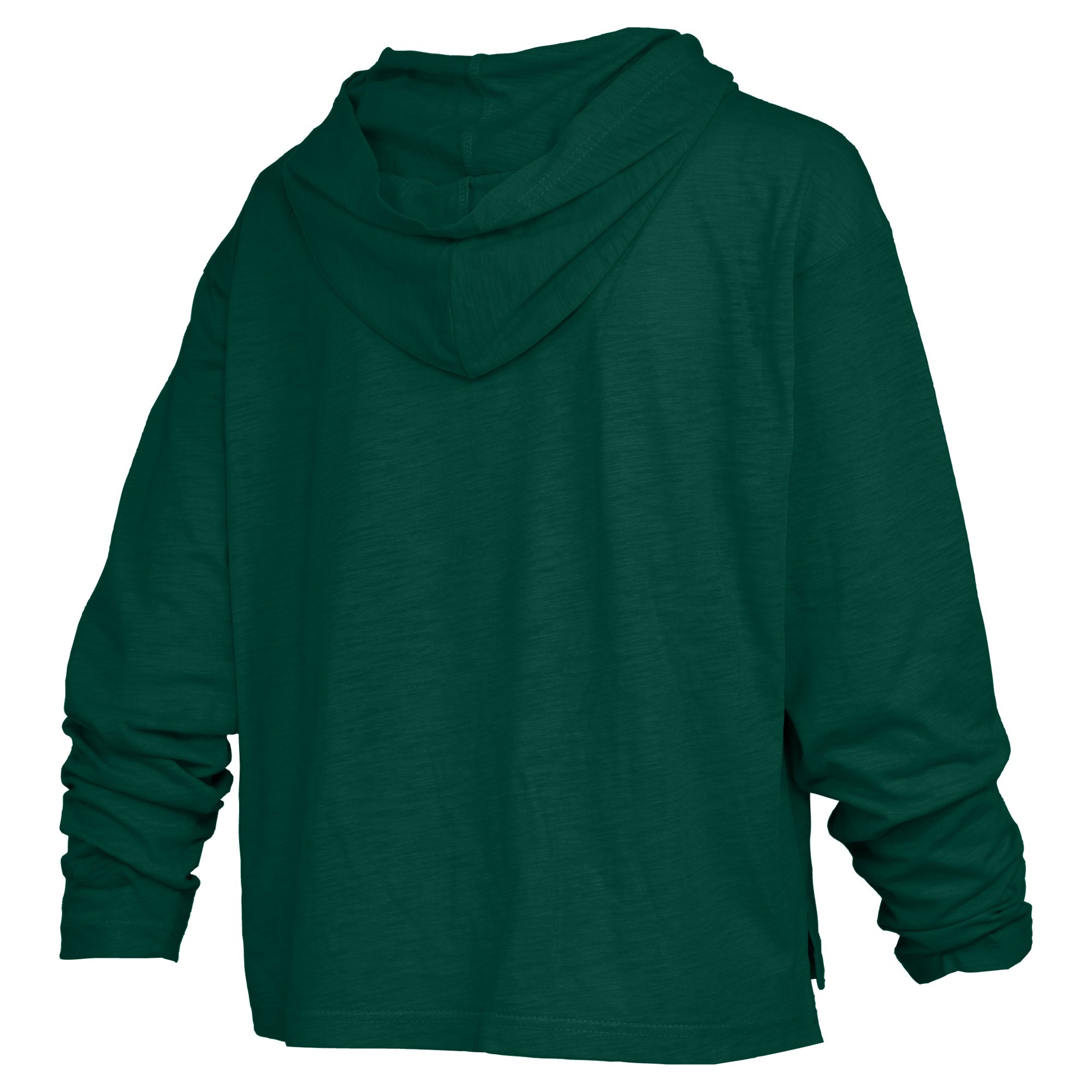 Women's Pressbox  Green Miami Hurricanes Castillo Slub Waist Length Long Sleeve Hooded T-Shirt