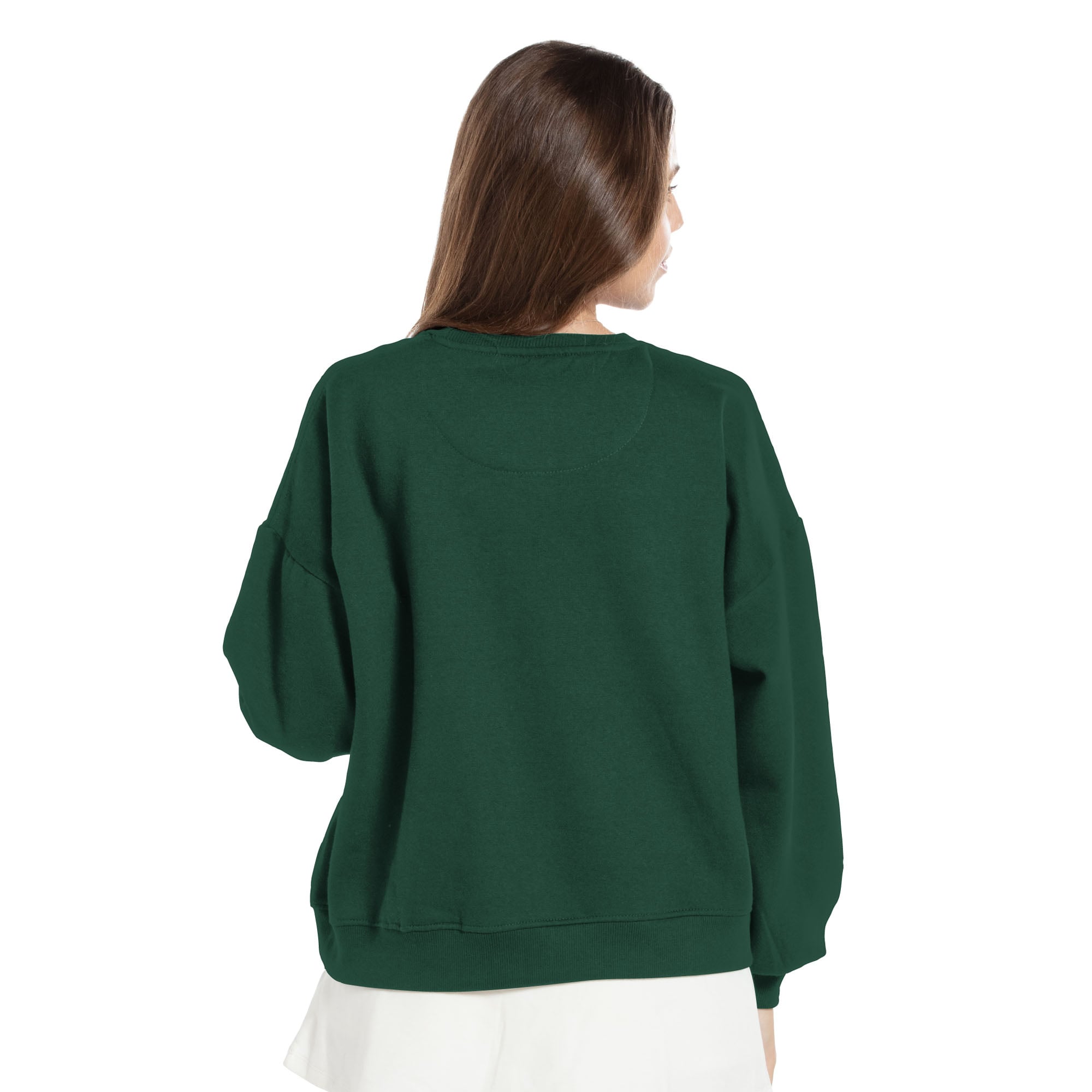 Women's Pressbox Green Miami Hurricanes Oversized Janice Waist-Length Sweatshirt