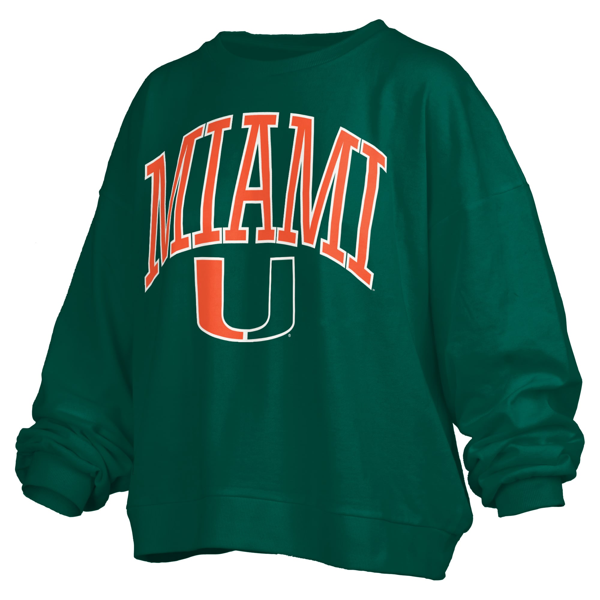 Sweat-shirt polaire oversize Pressbox Green Miami Hurricanes Janise avec logo sur l'arche, pour femme
