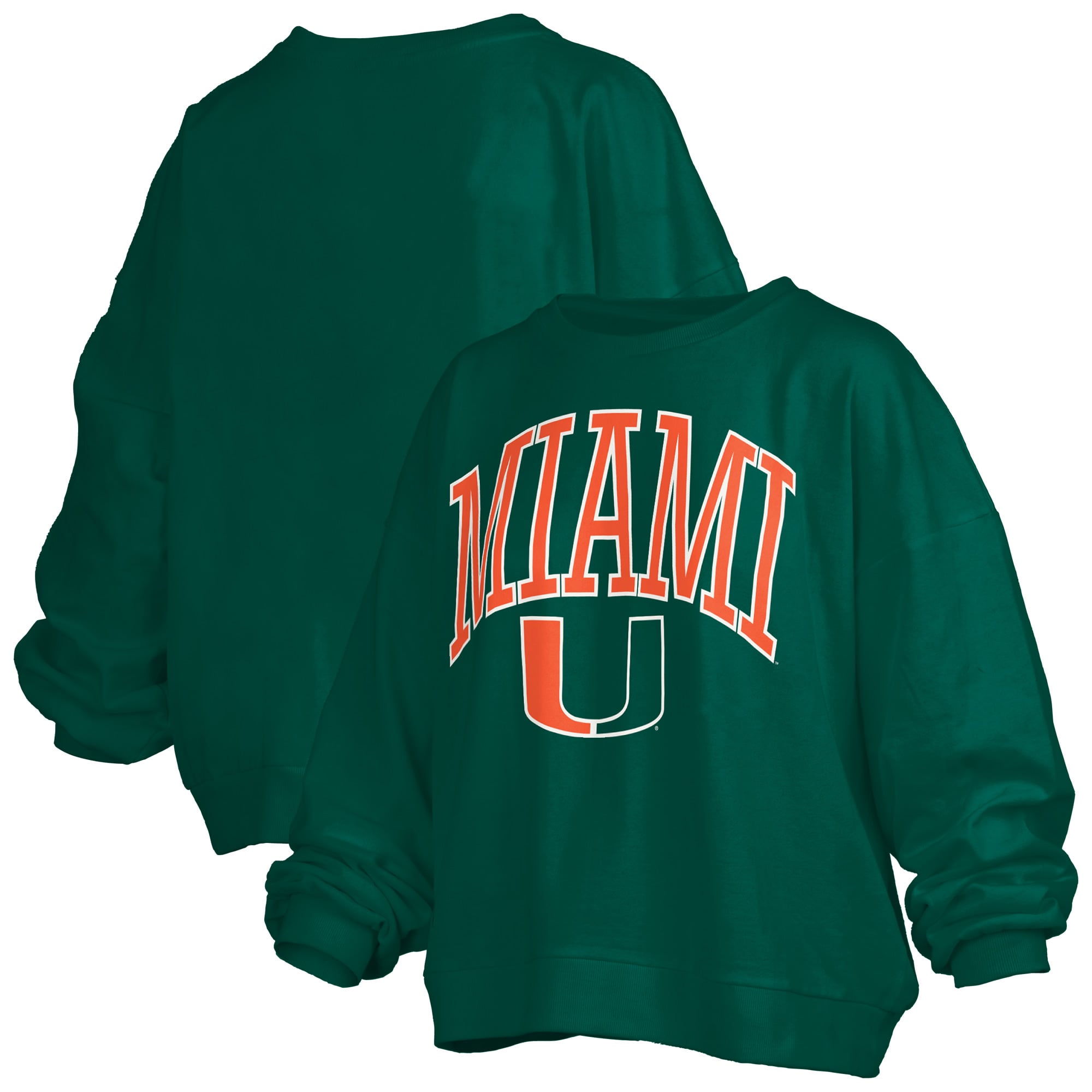 Sweat-shirt polaire oversize Pressbox Green Miami Hurricanes Janise avec logo sur l'arche, pour femme