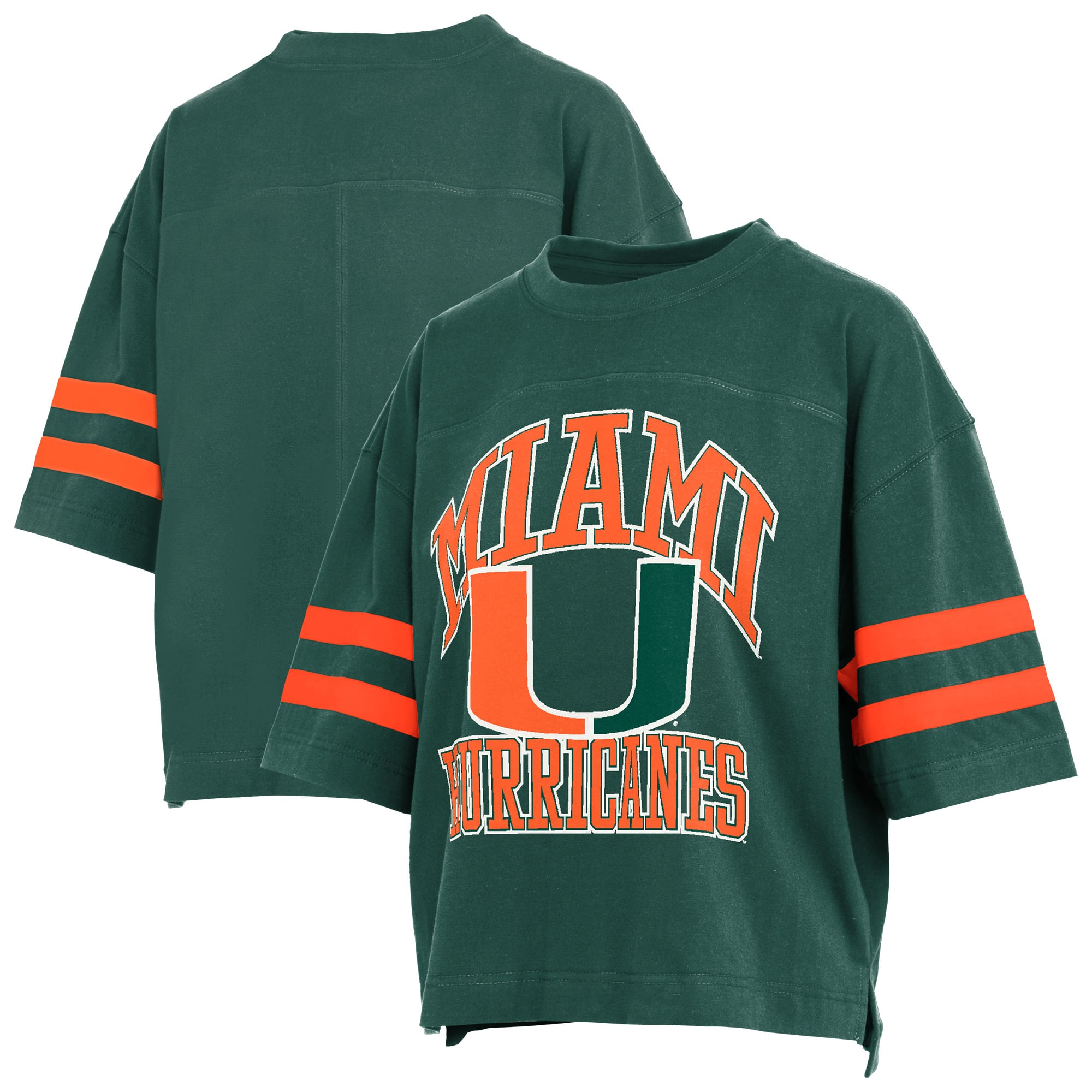 T-shirt court vert Pressbox pour femmes, Miami Hurricanes, Wayne Tyler