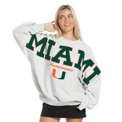 Miami Hurricanes Pressbox Women's Flannigan Oversized Fleece Sweatshirt - Heather Gray