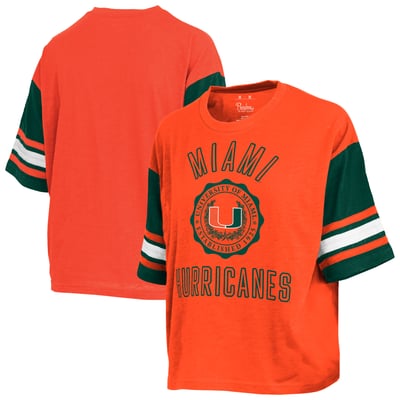  Miami Hurricanes Pressbox Women's Sunday Colorblock Seal T-Shirt - Orange