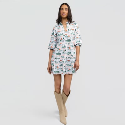 Miami Hurricanes Smith & Quinn Women's 3/4 Sleeve Toile Tory Dress - White