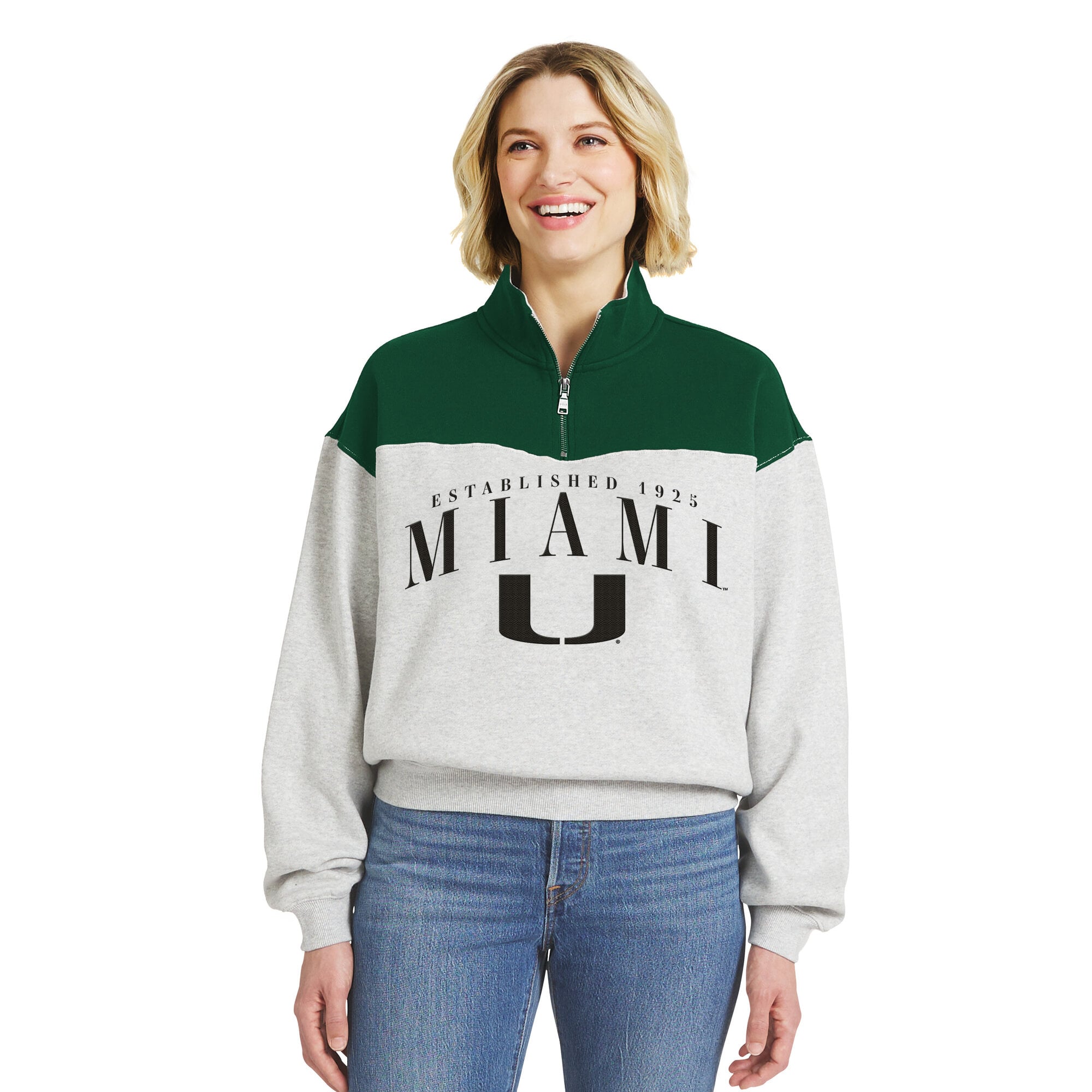Pull à demi-zip vert Miami Hurricanes de la marque WEAR by Erin Andrews pour femme