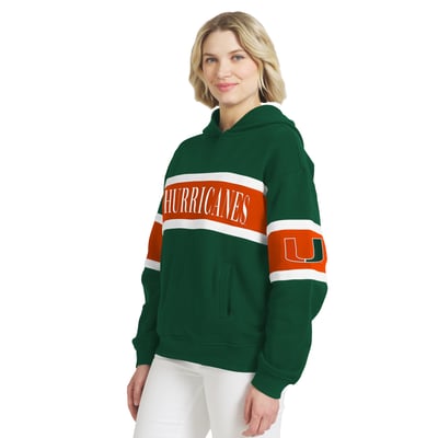  Miami Hurricanes WEAR by Erin Andrews Women's Colorblock Hoodie - Green