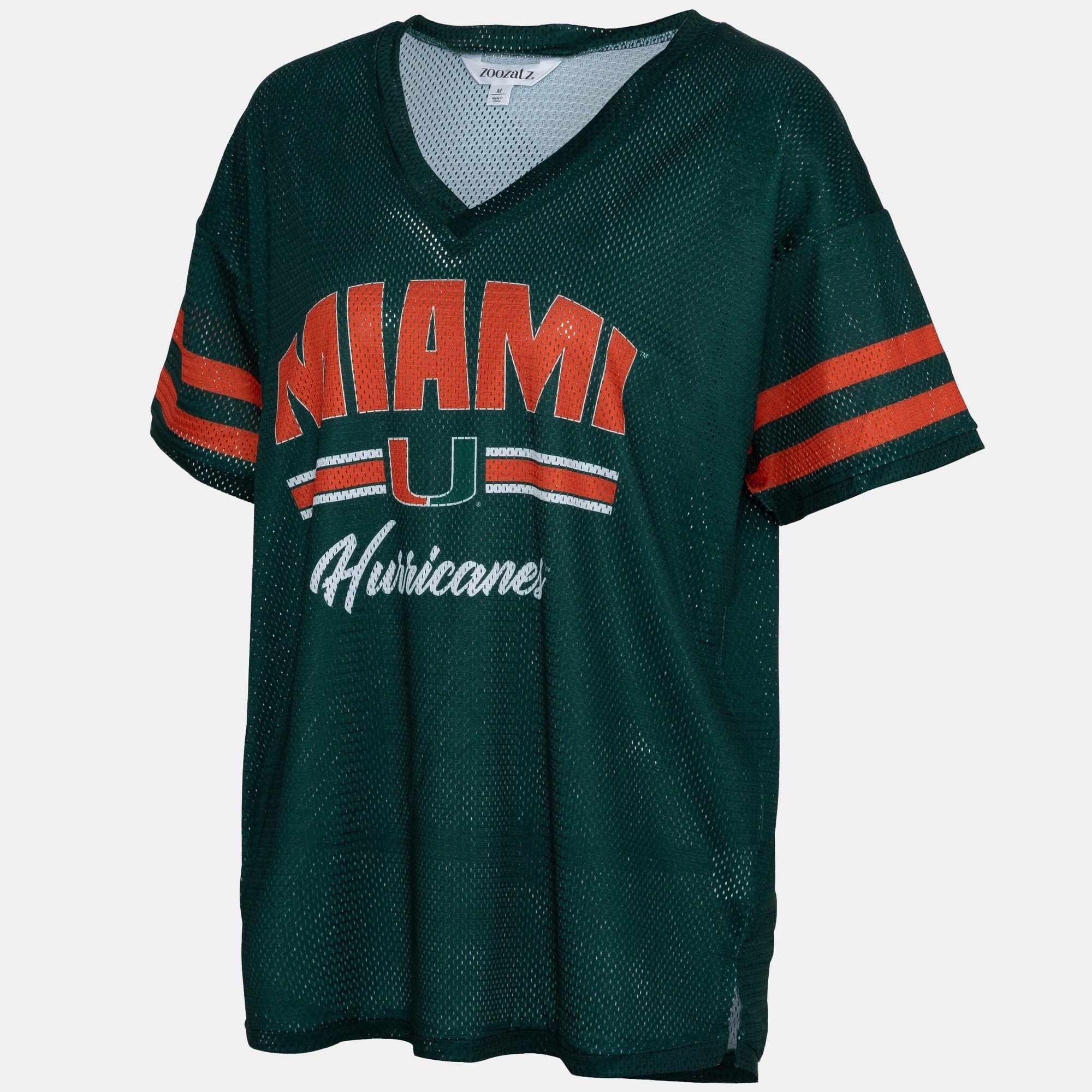 T-shirt de match ZooZatz vert Miami Hurricanes en maille pour femme