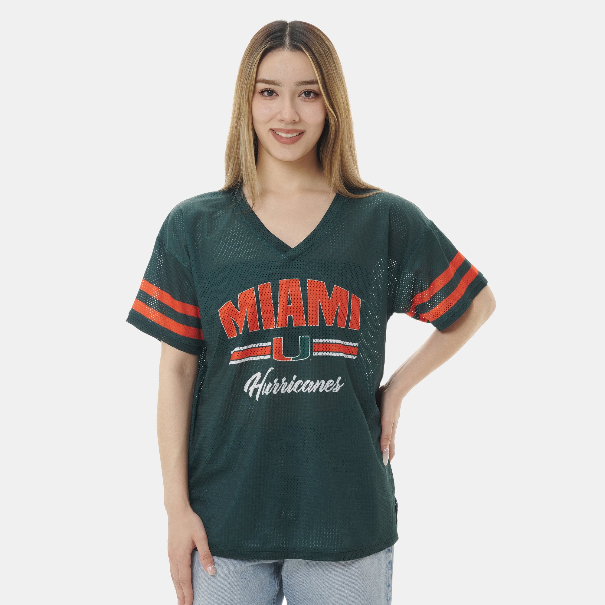 T-shirt de match ZooZatz vert Miami Hurricanes en maille pour femme