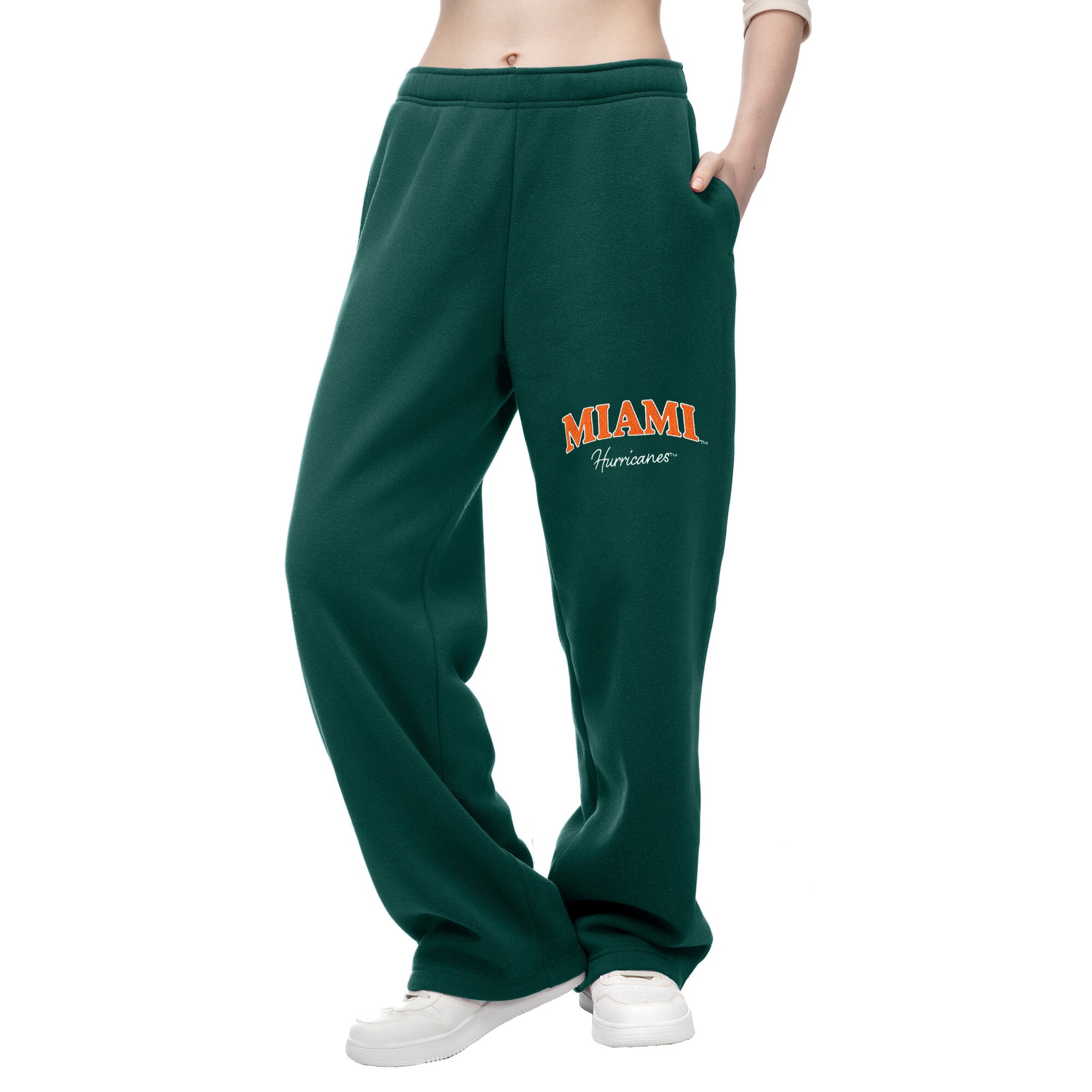 Women's ZooZatz  Green Miami Hurricanes Wordmark Fleece Sweatpants