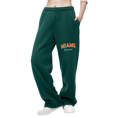  Miami Hurricanes ZooZatz Women's Wordmark Fleece Sweatpants - Green