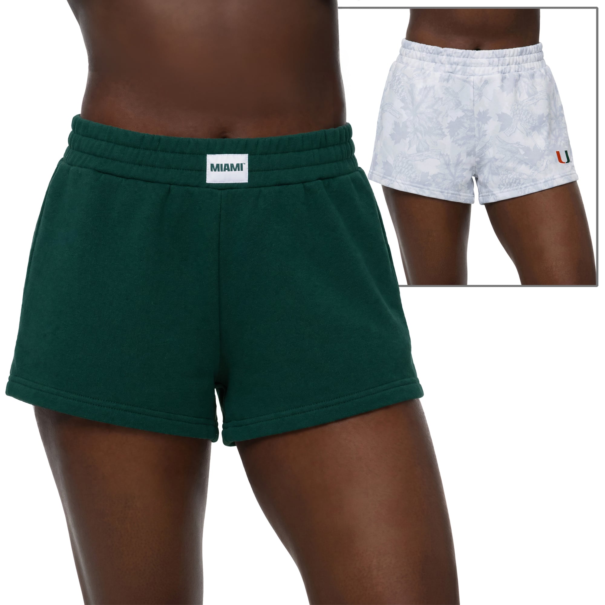 Women's ZooZatz  Green/Gray Miami Hurricanes Two-Pack Knockout Shorts Set