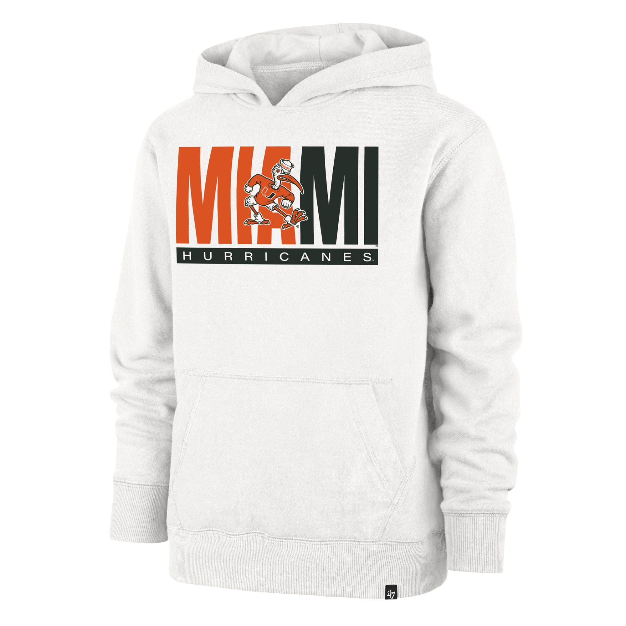 Youth '47 Cream Miami Hurricanes Block Text Pullover Hoodie