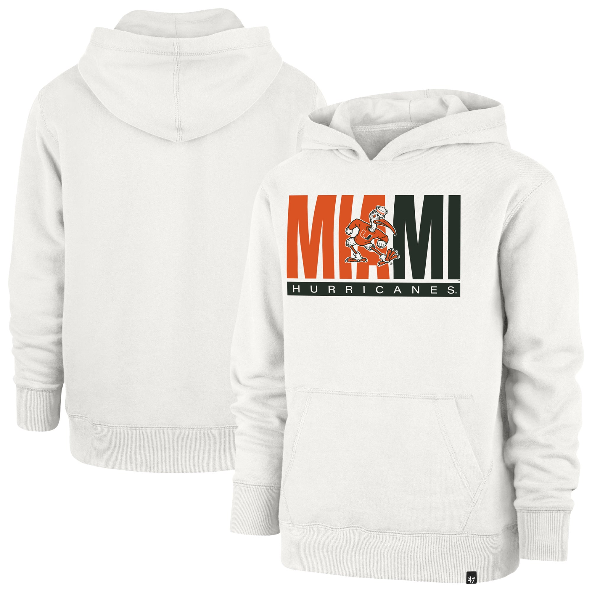 Youth '47 Cream Miami Hurricanes Block Text Pullover Hoodie