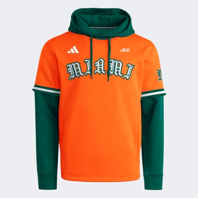 Miami Hurricanes adidas Youth Dugout Collection Hoodie - Orange/Green