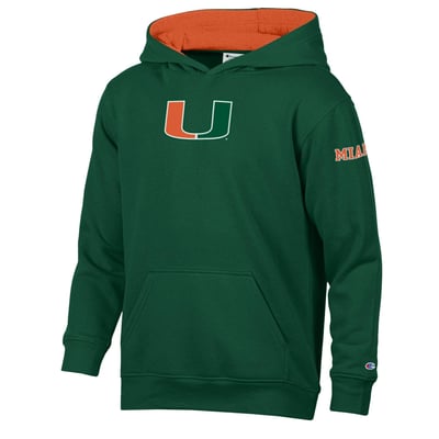  Miami Hurricanes Champion Youth Fleece Hoodie - Green