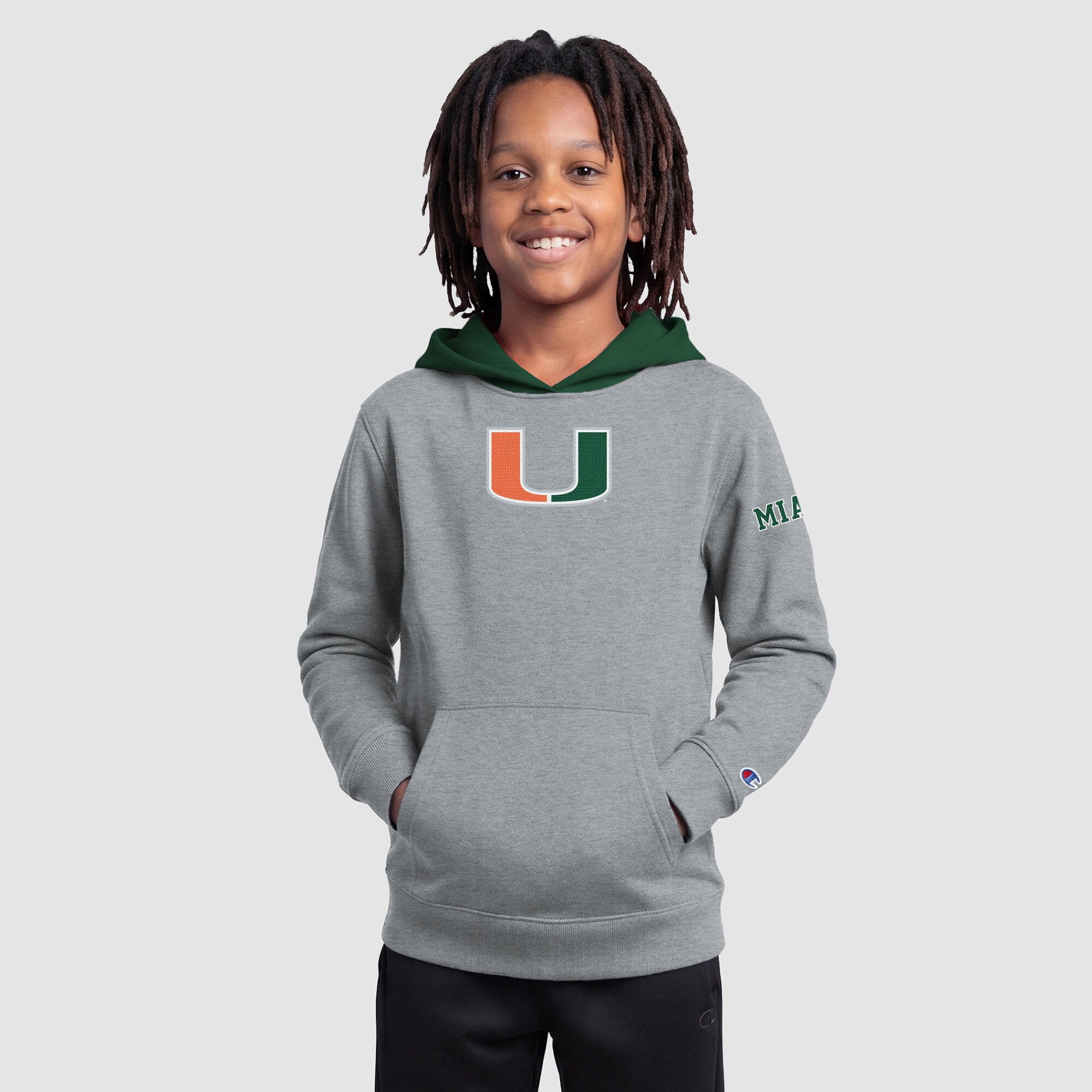 Youth Champion Heather Gray Miami Hurricanes Fleece Hoodie