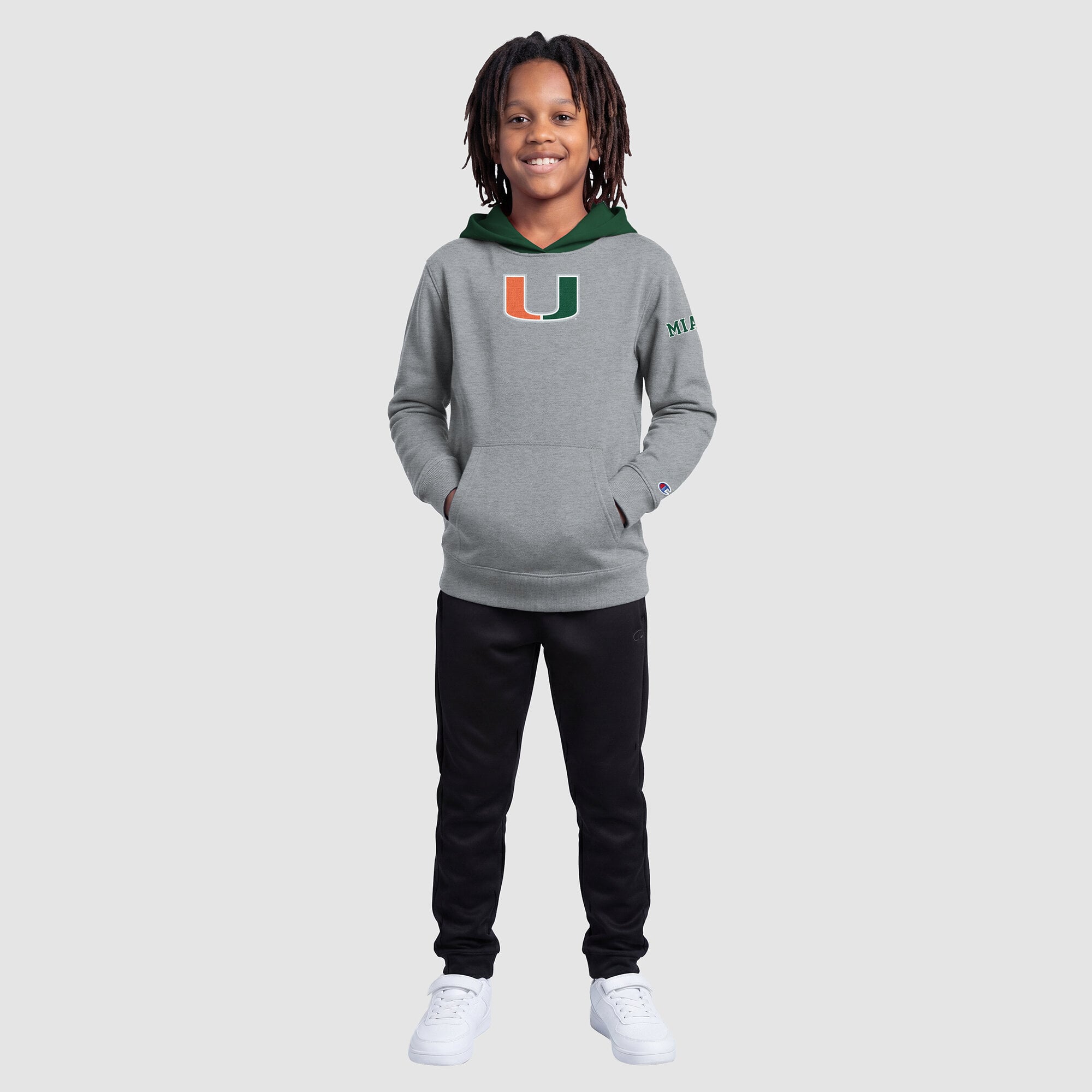 Youth Champion Heather Gray Miami Hurricanes Fleece Hoodie