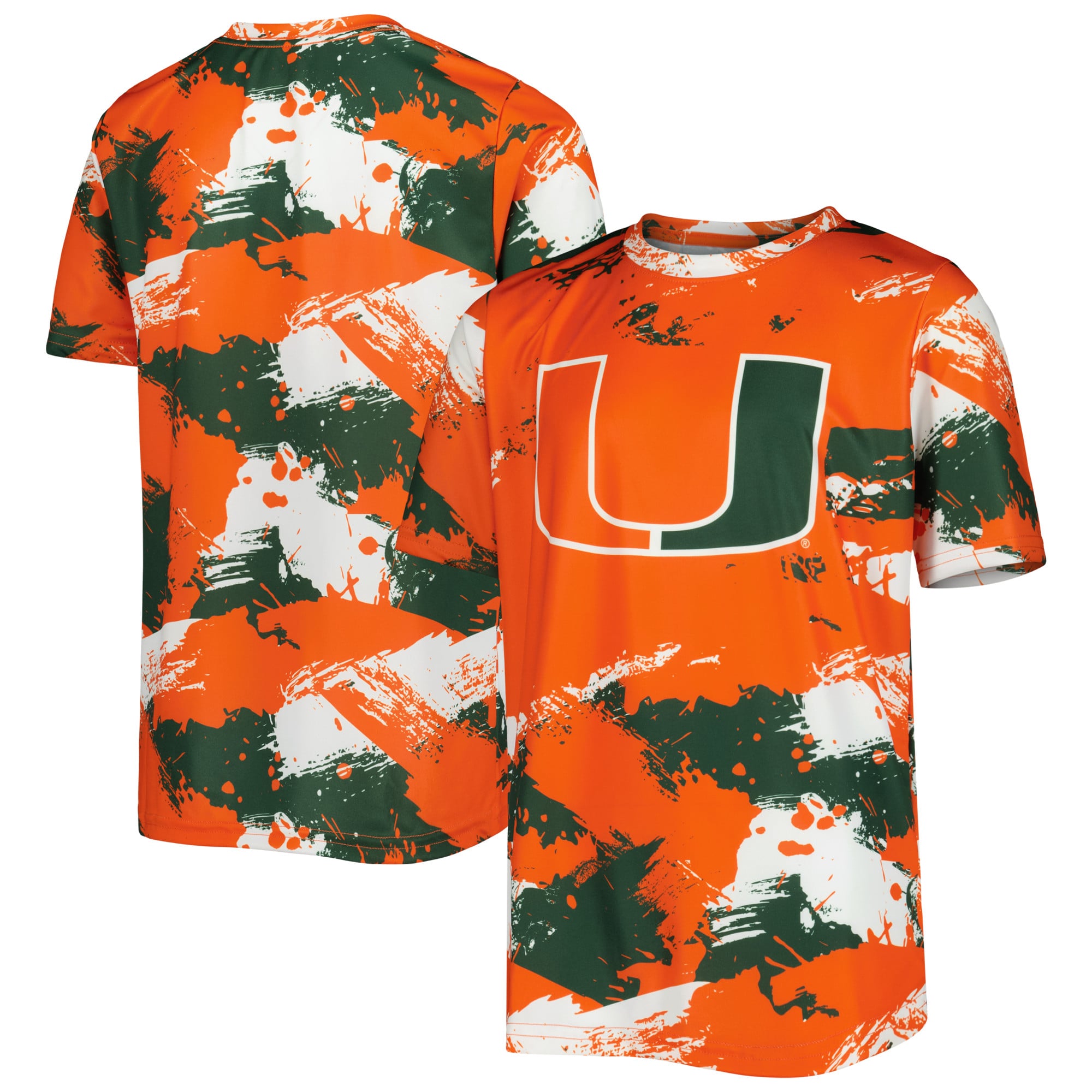 Youth Green Miami Hurricanes Cross Pattern T-Shirt