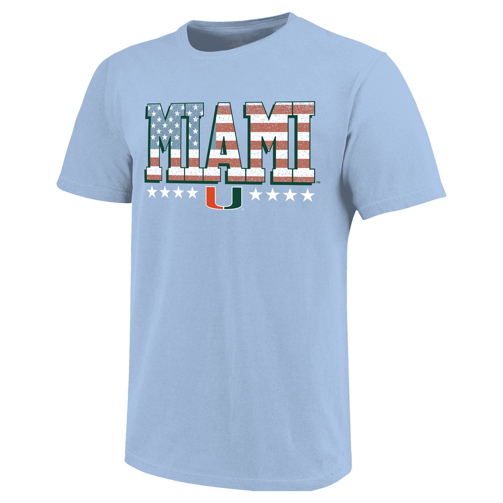 Youth Light Blue Miami Hurricanes Americana Flag T-Shirt