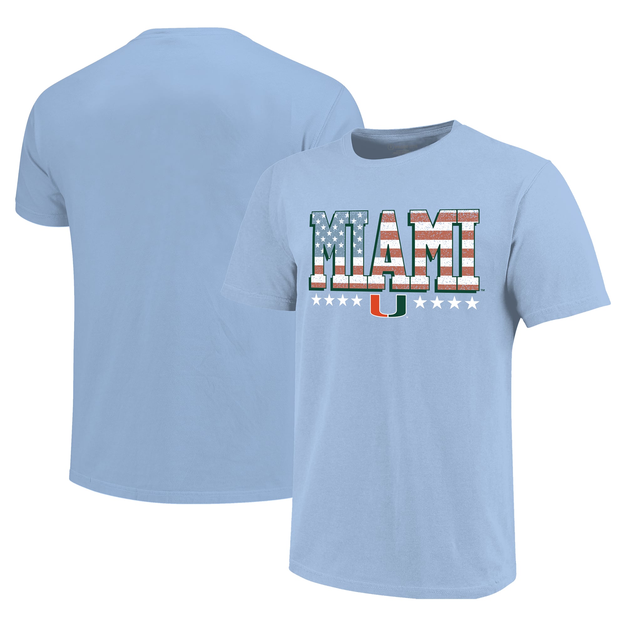 Youth  Light Blue Miami Hurricanes Americana Flag T-Shirt