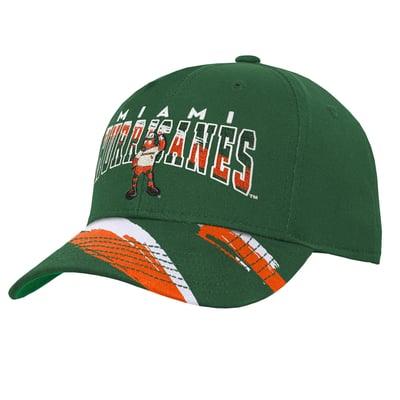 Miami Hurricanes Mitchell & Ness Youth Mascot Streaks Pro Crown Adjustable Hat - Green
