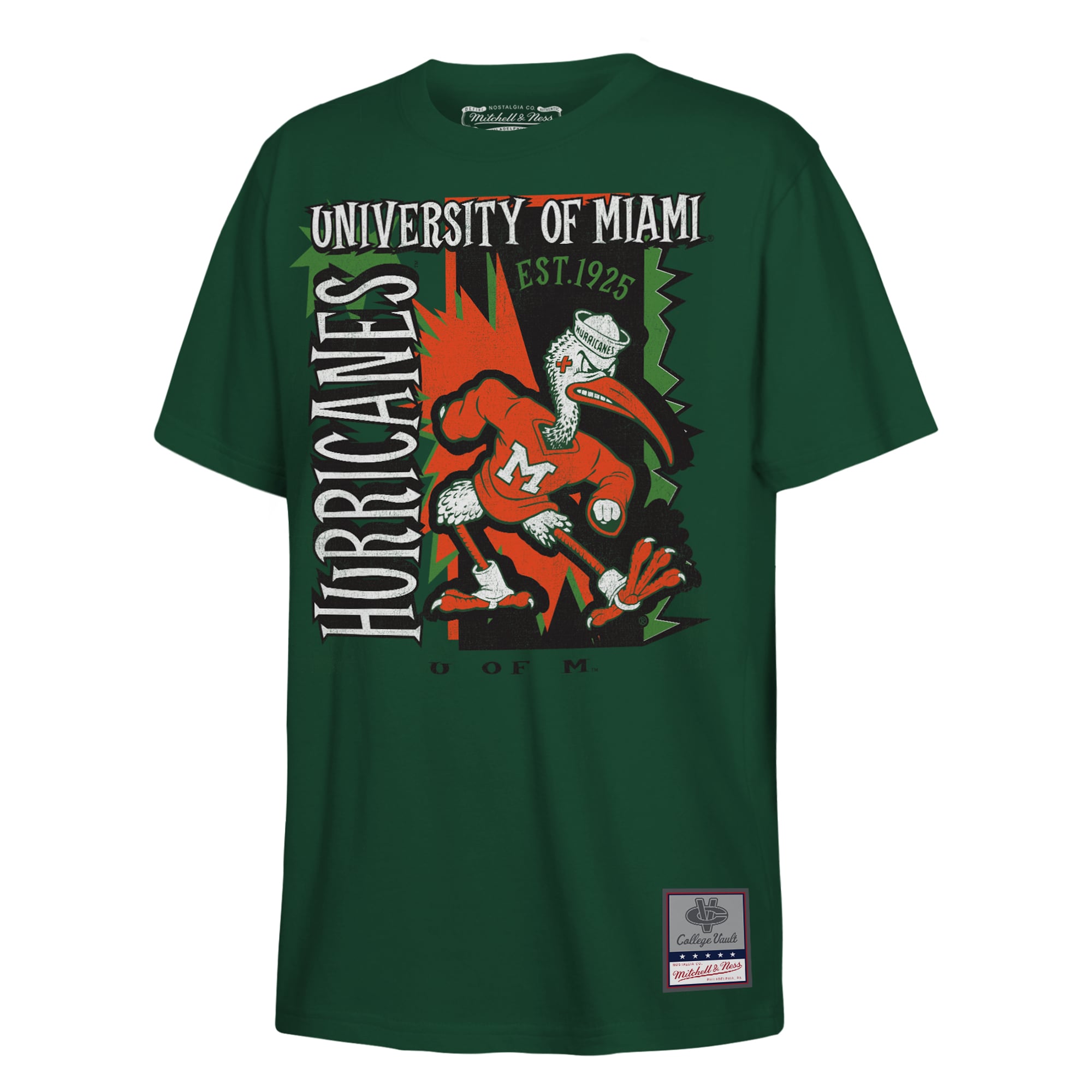 T-shirt Mitchell & Ness Hunter Green Miami Hurricanes pour enfant, style rétro années 90