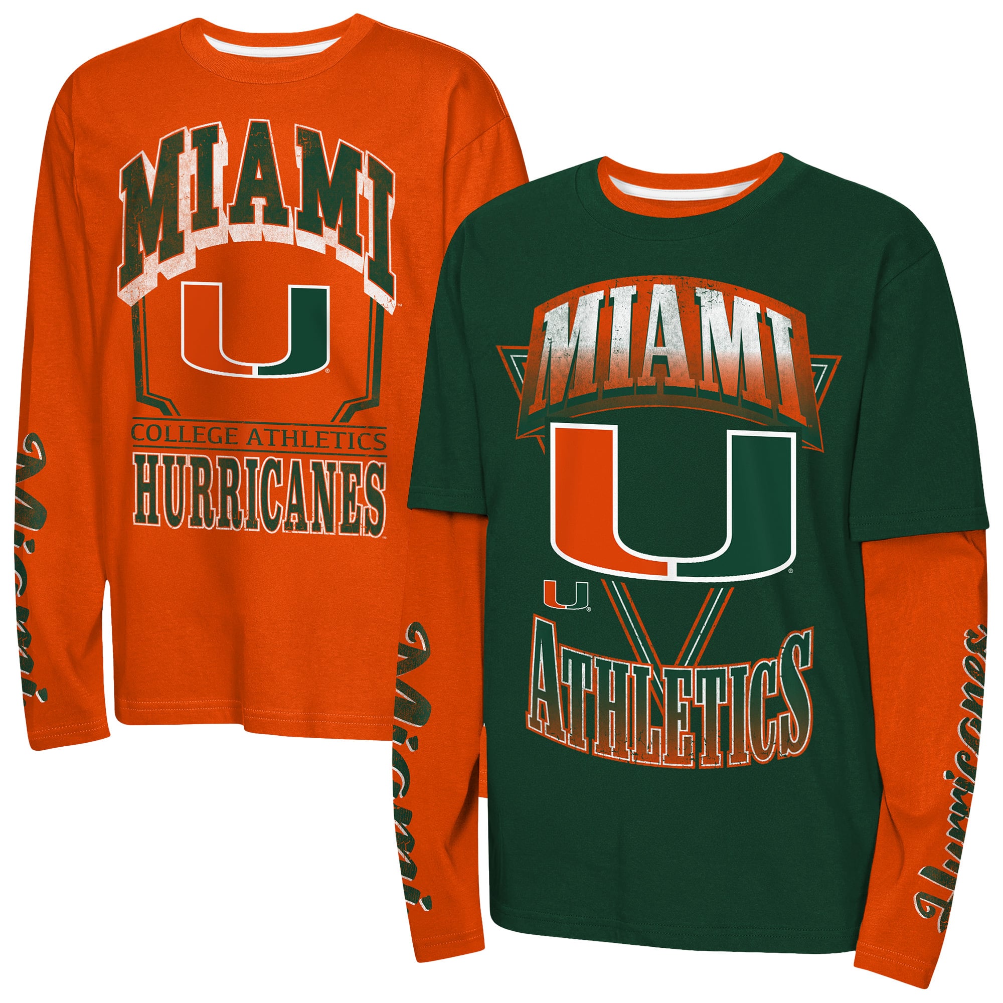Youth Outerstuff Green Miami Hurricanes Combo T-Shirt Set