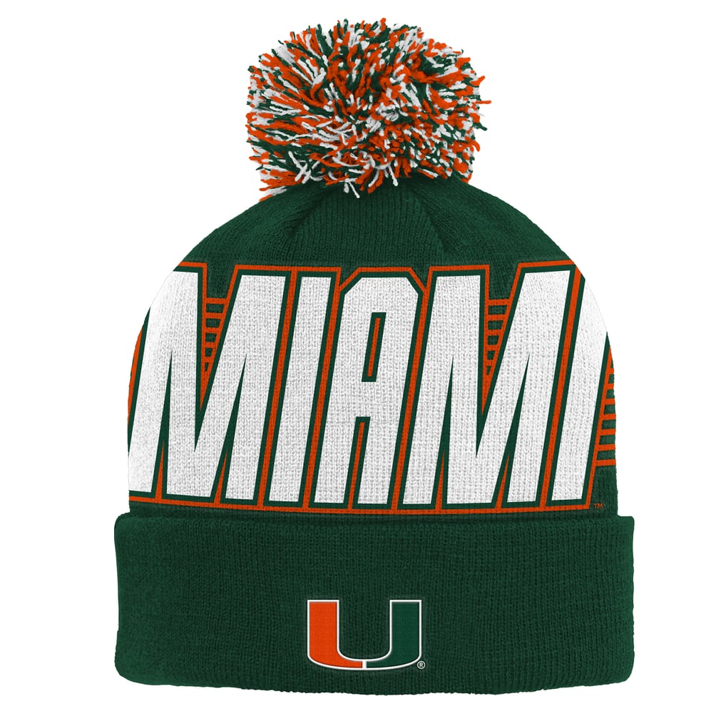 Miami Hurricanes Outerstuff Youth Cuffed Knit Hat with Pom - Green
