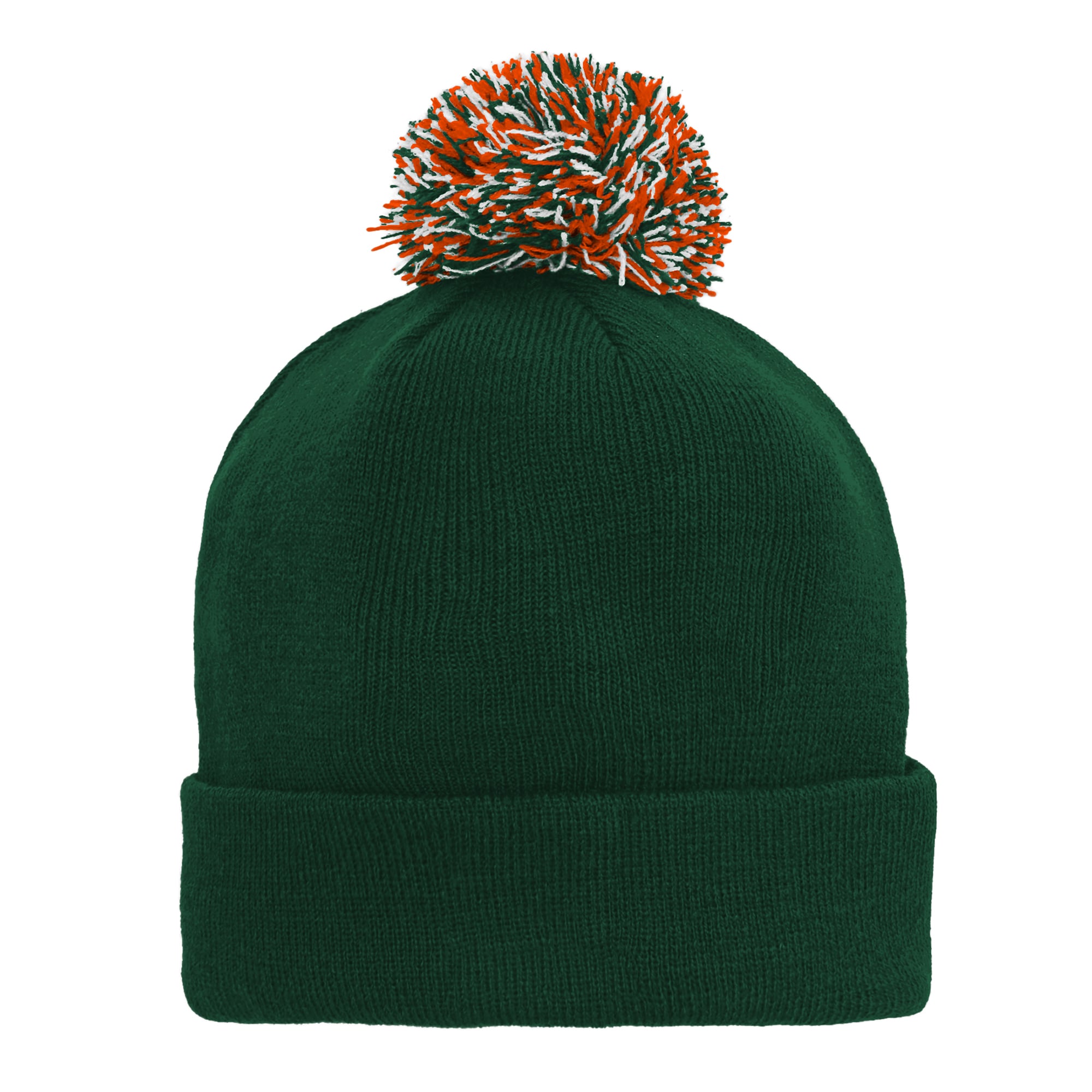 Bonnet tricoté à revers vert Miami Hurricanes pour enfant Outerstuff avec pompon