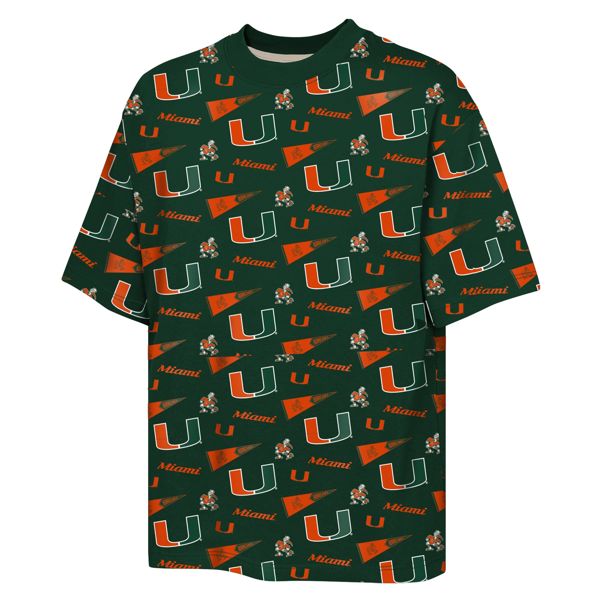 T-shirt imprimé intégral vert Miami Hurricanes Scramble pour jeunes