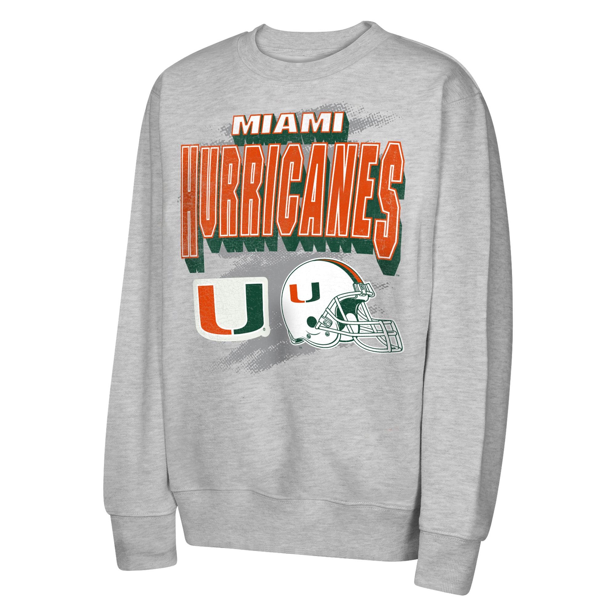Youth Outerstuff Heather Gray Miami Hurricanes Wild Card Fleece Sweatshirt