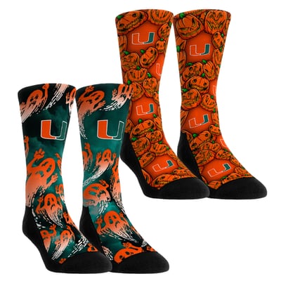  Miami Hurricanes Rock Em Youth Halloween Crew Socks 2-Pack Set - Orange