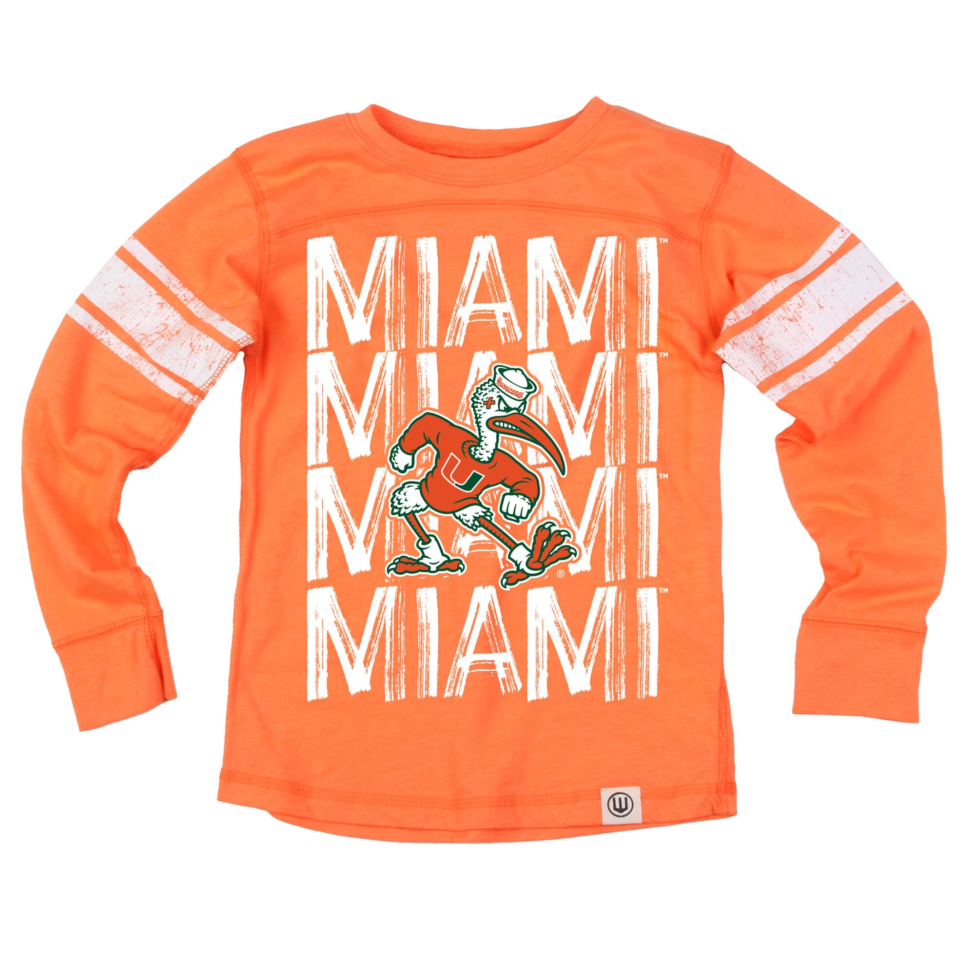T-shirt de football à manches longues orange Miami Hurricanes pour jeunes Wes & Willy