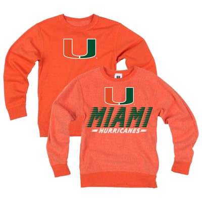  Miami Hurricanes Wes & Willy Youth Reversible Sweatshirt - Orange