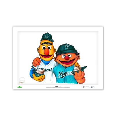 Miami Marlins Bert & Ernie Limited Edition 14" x 20" Sesame Street Art Print