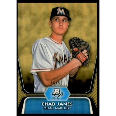 2012 Bowman Platinum Prospects Gold Refractors #BPP88 Chad James