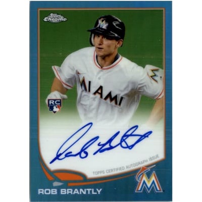 2013 Topps Chrome Rookie Autographs Blue Refractors #27 Rob Brantly