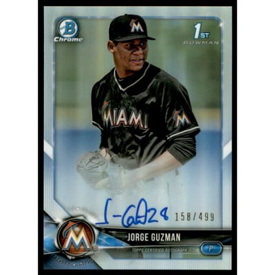 2018 Bowman Chrome Prospect Autographs Refractors #BCPAJG Jorge Guzman
