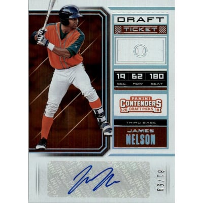2018 Panini Contenders Draft Picks Prospect Ticket Autographs Draft #22 James Nelson