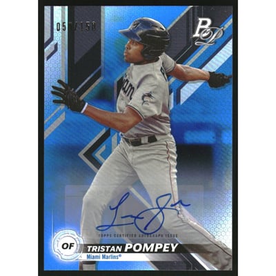 2019 Bowman Platinum Top Prospect Autographs Blue #TOP40 Tristan Pompey