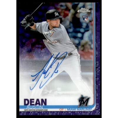 2019 Topps Chrome Rookie Autographs Purple Refractors #RAAD Austin Dean